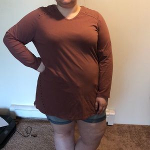 Denim & Co. Mauve Long Sleeve w/ Metallic Details